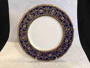 Royal Doulton Porzellan Speiseteller erhaben Kobalt Gold verkrusteter Rand HB9772a - Bild 1 von 14