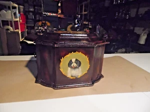 LARGE DOGGIE CREMATION URN MADE OF SOLID THICK WOOD - Picture 1 of 15