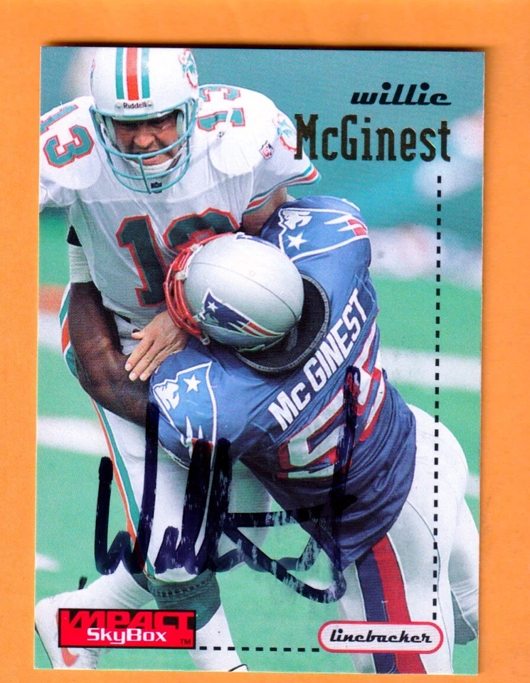 Willie McGinest New England Patriots AUTO Signed 1996 SkyBox Impact USC Trojans - Image 1 of 2