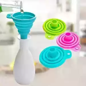3-Foldable Silicone Funnel Set - Multi-Use Kitchen Funnels for Liquid Transfer - Picture 1 of 5