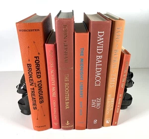 Lot of 7 Hardcover ORANGE SALMON Color Books for Staging Prop Decor Influencer - Picture 1 of 10