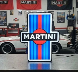 Caja de Luz LED Blanca Compatible Martini Racing Estilo Retro Decoración Garaje - Imagen 1 de 4