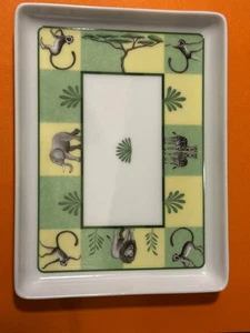 Hermes Africa Square Plate Green Change Tray Plate Porcelain 6in×4in - Picture 1 of 2