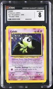 2001 Celebi #3/64 Double Holo Error (SWIRL) CGC 8 Rare Pokemon Neo Revelation - Bild 1 von 2