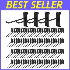 6" Black Gridwall Hooks, Pack of 96, Heavy Duty - Picture 1 of 10