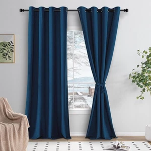 Velvet Curtains 84 Inches Long 2 Panels - Thermal Insulated Room Darkening Na... - Picture 1 of 8