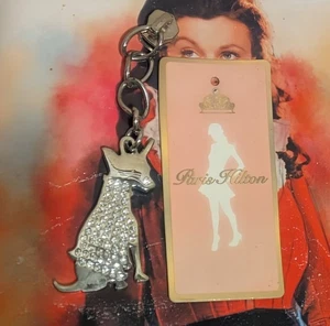 Y2K Vintage Paris Hilton Tinkerbell Chihuahua Rhinestone Keychain Zipper 2000's - Picture 1 of 7