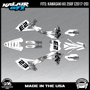 Graphics Kit for Kawasaki KX250F (2017-2020) KX 250F Throwback Series - White - Picture 1 of 4