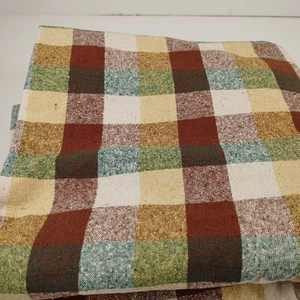 Plaid tessuto seta grezza 3,5 iarde larghezza 36" vintage grezzo tessuto a mano bordeaux marrone - Foto 1 di 8