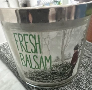FRESH BALSAM Bath & Body Works 3 Wick Candle 14.5OZ  Evergreen Pine Scented NEW - Picture 1 of 4