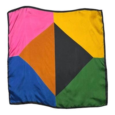 Bufanda cuadrada vintage Ashear toda seda hecha en Italia enrollada a mano 18x19 *Defectos Foto 1 de 4