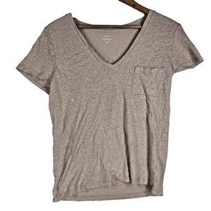 J Crew Womens Shirt Medium Beige 100% Linen Relaxed Fit Lagenlook Cottagecore - Picture 1 of 9