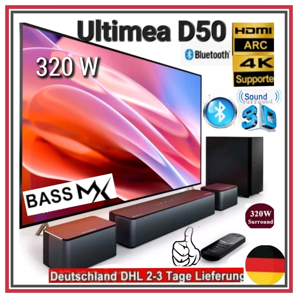 ULTIMEA Poseidon D50 Soundbar  Wireless Subwoofer 5.1, 3D Surround Sound BassMax - Bild 1 von 4