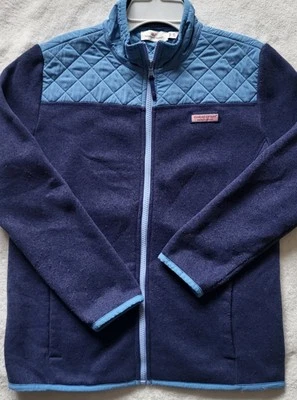 Chaqueta polar Vineyard Vines juvenil cremallera completa tejida/colcha azul talla XL 16 Foto 1 de 3