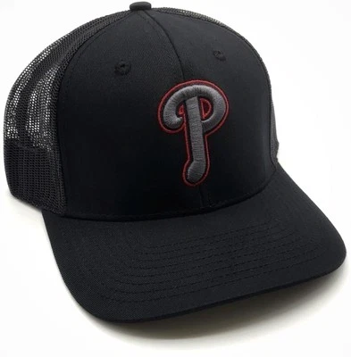 PHILADELPHIA PHILLIES HAT BLACK MESH MLB BASEBALL TEAM LOGO NEW CAP - Image 1 of 3