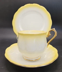 Royal Albert Trio Cup Saucer Plate Rainbow Hampton Pattern Yellow 1960s - Picture 1 of 10