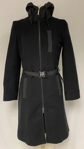MOSCHINO Beautiful Italian Black Ladies Coat with Hood SZ 40 US SZ 6 - Picture 1 of 9