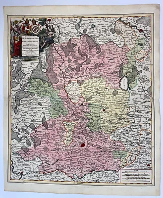 GERMANY MUNSTER OSNABURG MATTHAUS SEUTTER 1730 LARGE ANTIQUE ENGRAVED MAP  - Image 1 of 4