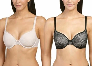 Naturana Blue Label Underwired Bra Lace Spacer Soft Cup Bras 7655 Black/Beige - Picture 1 of 7