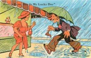 Ray Walters 1940er Jahre Comic Humor Lucky Day #C86 Frau Kropp Postkarte 21-6845 - Bild 1 von 2