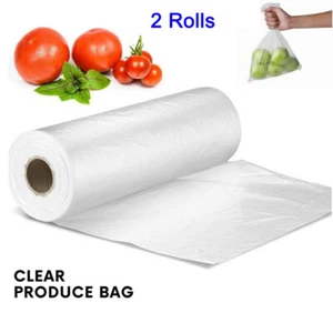  2 Rolls Bags Produce Gusset Freezer Clear Heavy Duty Plastic Food Grade Meat US - Picture 1 of 9