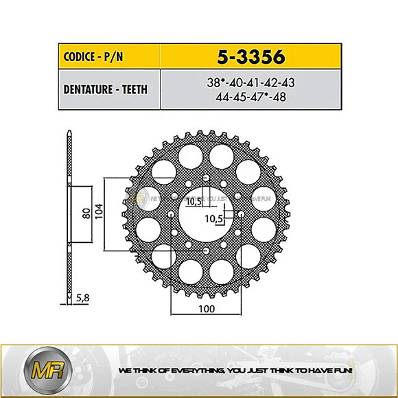 KAWASAKI ZX6RR NINJA 600 2003 2004 2005 2006 COURONNE ERGAL SUNSTAR 520 48 DENTS - Изображение 1 из 1