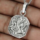 Indian Artisan Jewelry 925 Solid Sterling Silver Pendant Lord Ganesha H57