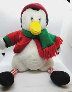 Commonwealth Penguin Stuffed Animal/Plush Toy 14" GREEN+RED - Picture 1 of 6