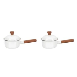 2 Count Emaille -Emaille -Milch -Topf Kleiner Emailtopf Pfanne Baby - Bild 1 von 12