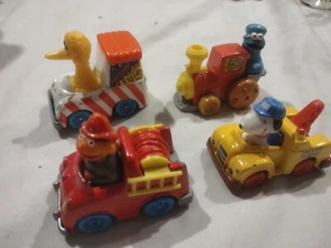Vintage 1980's Sesame Street Snoopy Diecast Vehicle Lot Fire Popcorn Tow Train - Picture 1 of 20