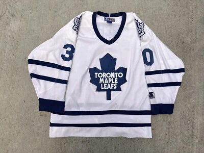 Vintage 90s Toronto Maple Leafs Starter White Jersey SAWCHUK #30 NHL Sz L - Image 1 of 4