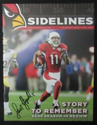 Larry Fitzgerald Firmado 2009 Sidelines Arizona Cardinals Boletín JSA 190772 Foto 1 de 4
