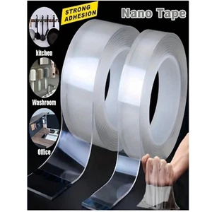 Heavy Duty Double-Sided Nano Tape Reusable Strong Stick Mounting Gel Clear Tape - Picture 1 of 8