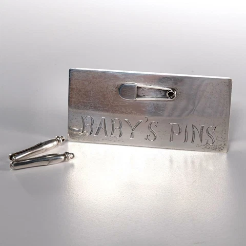 Mid Century Sterling Silver Lutz Babys Pins Box with Pins Vintage Cover