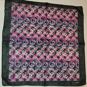 New Purple and Black Peace Bandana 22 inches square - Picture 1 of 3