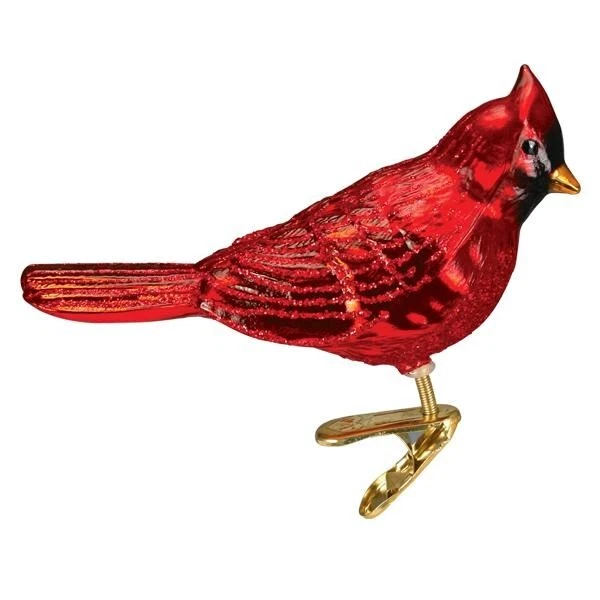 Ornamento de vidro Old World Christmas SHINY RED NORTH CARDINAL (18137) com caixa - Imagem 1 de 1