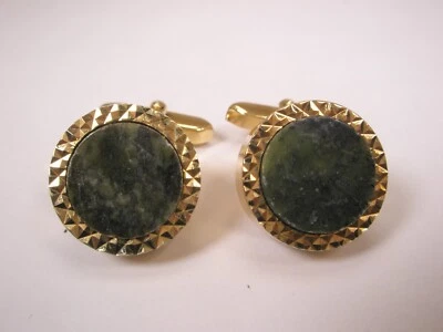正品绿玉石复古袖扣简单设计 — 第 1/4 张图片