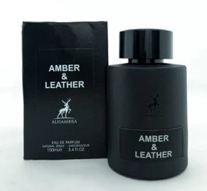 Amber and Leather by Maison Alhambra Eau De Parfum Spray 100 ml/3.4 oz New Seal - Picture 1 of 1
