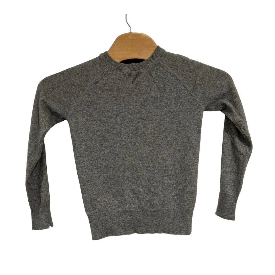 Theory Gray Athletic Stripe Crew Long Sleeve Cashmere Sweater Jumper Size P ECU - Image 1 of 4