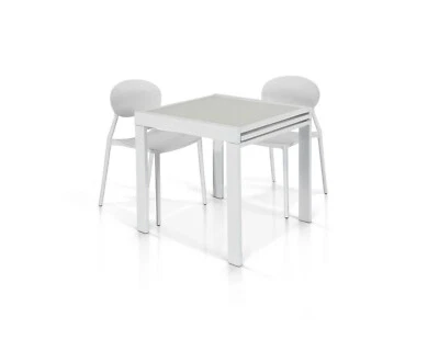 TAVOLO DA PRANZO ALLUNGABILE VETRO METALLO ESTENSIBILE 70X70 O 90X90 MODERNO - Immagine 1 di 4