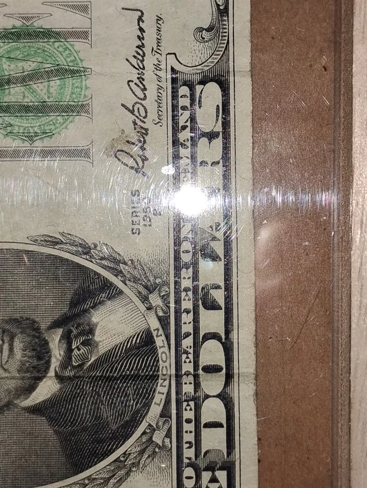 Old US Currency 20$ And 5$ Bills Framed. A Piece Of History 1935&1950 - Image 1 of 4