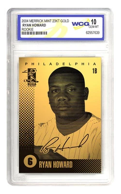 TARJETA DE NOVATO RYAN HOWARD Philadelphia Phillies oro 23K - gema como nueva 10 *Lote de 5* Foto 1 de 2