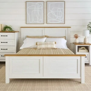 Better Homes & Gardens Modern Farmhouse Queen Platform Bed Frame Low Profile Bed - Picture 1 of 18