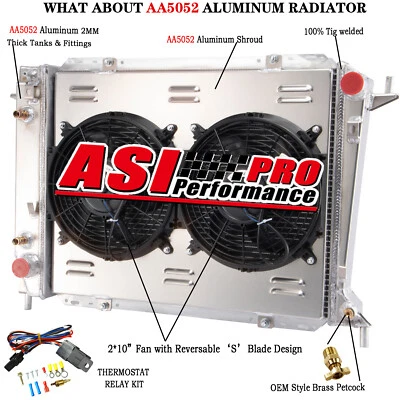 3Row Radiator+Shroud Fan For 94-97,96 Ford Thunderbird 1993-98 Lincoln Mark VIII Foto 1 de 4