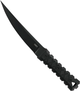 CRKT HZ6 Fixed Blade Knife with Sheath: SK-5 Plain Edge Black Coated Blade, G10 - Picture 1 of 13