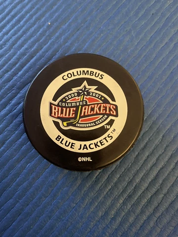 Columbus Blue Jackets Inglasco Official Game Puck - Silver Ring Back Cover