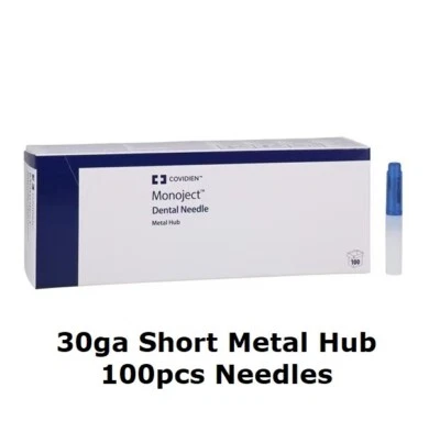 100 agujas médicas dentales monoyecto Kendall METAL Hub 30G azul cortas nuevas Foto 1 de 4