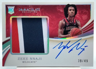 /49 Zeke Nnaji ROOKIE AUTO RPA 2020-21 Immaculate Autograph Patch Jersey SP RC - Image 1 of 2
