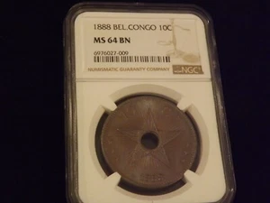 1888 10 C      Bel    CONGO                  NGC MS 64 BN - Picture 1 of 2