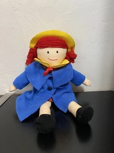Madeline Cloth/Plush/Soft Rag Doll Blue Coat Red Plaid Dress Appendectomy Scar B - Picture 1 of 4